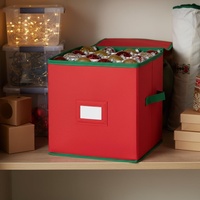 Boîte de rangement pour décorations de Noël Poxela, design moderne, anti-déchirure, en tissu non tissé, compartiments cubiques de 3 pouces, double