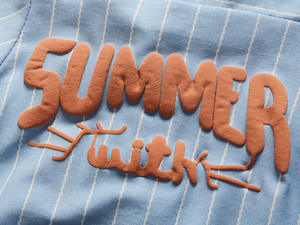 New Premium <b>Boys</b> <b>Linen</b> Fancy Lapel Stripe Letters Single-breasted Shirt and Denim Pant <b>Suit</b> Made in China - Product Image 4