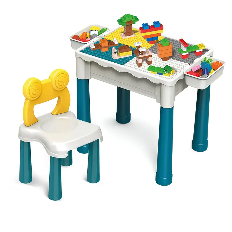 Juego de bloques de construcción de plástico con Legos para niños, juguete de construcción con ladrillos, mesa de aprendizaje, muebles medianos, 50 piezas