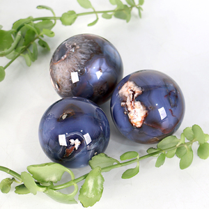 Factory Discount Blue Sakura Agate Sphere Natural <b>Crystal</b> Flower Agate <b>Ball</b> Polished Technique - Product Image 1