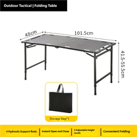 Table pliante tactique légère pour l'extérieur, table de camping, table de pique-nique en acier au carbone, facile à transporter