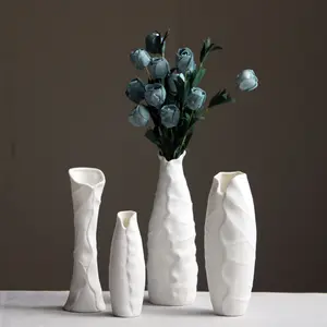 Bán Buôn Sáng Tạo Gốm Trắng Hoa Khô Hoa Sắp Xếp Thủ Công Mỹ Nghệ Lotus Leaf Vase