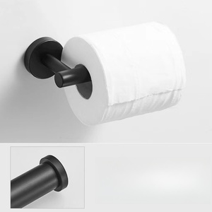 Ensemble de barres porte-serviettes murales noires modernes avec crochet rond réglable et base carrée – Accessoires de salle de bain contemporains - Product Image 5