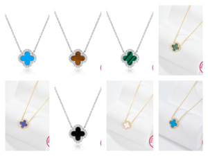 <span class=keywords><strong>925</strong></span> Sterling Bạc Bốn Lá Clover Quyến Rũ Vòng Đeo Tay Vàng Tốt Mạ Hoa Mô Hình <span class=keywords><strong>Bangle</strong></span> Vòng Cổ Cho Cô Gái Món Quà Trang Sức <span class=keywords><strong>Set</strong></span> - Product Image 6