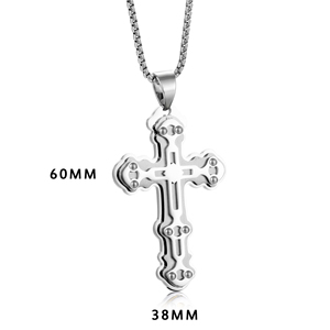 Pendentif croix incurvée classique en acier inoxydable blanc bijoux religieux pour femmes - Product Image 3