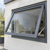 Fenêtre à battant en aluminium gris pour maisons et villas