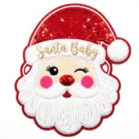 Grande Applicazione Termoadesiva Ricamata con Paillettes Rosa di Babbo Natale e Signora Claus, Carina e Femminile, per Vestiti di Natale, Giacche, Felpe con Cappuccio, Fai da Te