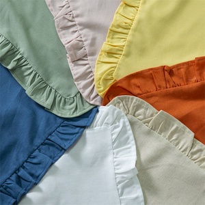 Serviettes en lin pur personnalisées 40*40cm à bord à volants pour mariage tissu à rayures brodé grille coton lin serviette napperon de Table - Product Image 3