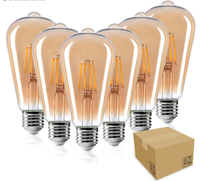 Ampoule à filament led st64 en verre ambré 2700k 3000k e27 8w à intensité variable profonde