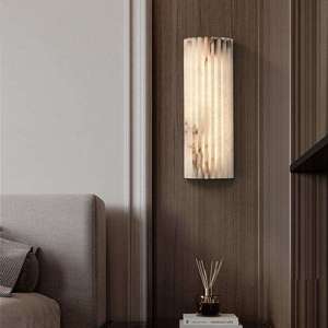 Applique <span class=keywords><strong>da</strong></span> <span class=keywords><strong>Parete</strong></span> PM Luxury in Marmo Spagnolo Alabastro, Lampada <span class=keywords><strong>da</strong></span> Camera <span class=keywords><strong>da</strong></span> Letto di <span class=keywords><strong>Design</strong></span> Scanalata con Luce LED per Soggiorno o Bagno - Product Image 4