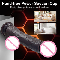Control Remoto, Manos Libres, Ventosa, Un Toque, Dildo Grande Negro, Calefacción, Vibración Telescópica, Juguetes Sexuales para Adultos