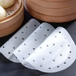 Bakken Dim Sum Stoomboot Bakpapier Ronde Lucht Friteuse Stomen Papier Voor Stomen, Geperforeerde Perkament Stomen Papier