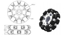 100mm Doppel-Aluminium-Omnidirektionales Rad mit 30KG Tragkraft für Plattform-Robotik-Kit 14054