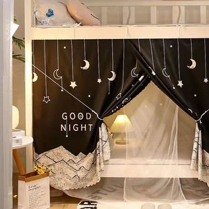 Printed Bed Curtain With Mosquito Net For Student Dormitory Upper Bunk Bed Single Size Hanging Blackout Canopy Rectangle Shape - Product Image 3