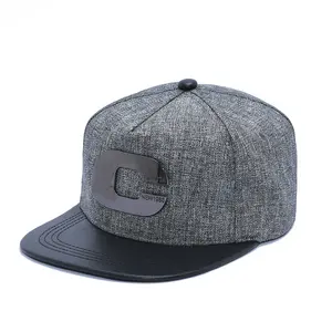 Outdoor 6 Panel Hats Acrylic Hip Hop Cap Snapback Hat Metal Logo Leather Brim Fashion Custom Snap Back Hats