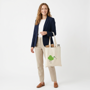 High Quality Dot Pattern Reusable Shopping Cotton <b>Canvas</b> Tote <b>Bags</b> with Non Woven Handle and Custom Printed Logo - Product Image 4