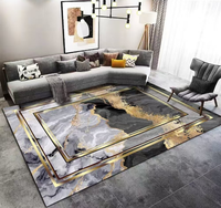 Tapis modernes pour salon, grands tapis géométriques faits à la main, Alfombras en gros, antidérapants, tapis noirs exquis, velours diamanté doré PET