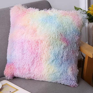 Housse de coussin rayée douce, couleur arc-<span class=keywords><strong>en</strong></span>-ciel, <span class=keywords><strong>en</strong></span> peluche, <span class=keywords><strong>taie</strong></span> <span class=keywords><strong>d</strong></span>'<span class=keywords><strong>oreiller</strong></span> de luxe pour canapé, housse de coussin <span class=keywords><strong>d</strong></span>écorative pour salon - Product Image 2