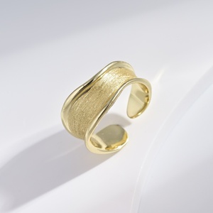 custom plata 925 sterling Silver Minimalist Gold Plated Geometric <b>Ring</b> Unisex hip hop Everyday Wear Brush craft <b>adjustable</b> <b>rings</b> - Product Image 1