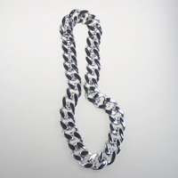 Collier pour homme en plastique doré à maillons épais effet vague d'eau, accessoire de costume, style Rapper Hip Hop années 90, cadeau pour fête Hip Hop, anniversaire