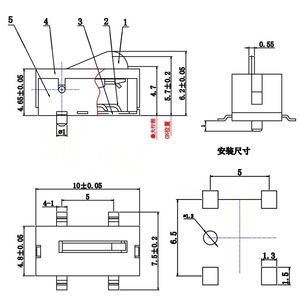 KFC-VT1-08 Interrupteur de fin de course à tête ronde, micro-interrupteur tactile SMD 4 broches avec poteau de guidage pour réinitialisation et détection - Product Image 4
