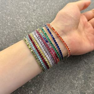 Dylam Elastic Rope Tennis <b>Bracelet</b> S925 Silver 4A Cubic Zirconia <b>Rainbow</b> Multiple Color Colorful Luxury Tennis <b>Bracelets</b> - Product Image 3