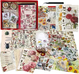 Vintage Flower & Butterfly Masking Stickers set for DIY Scrapbook washi paper journal stationery sticker