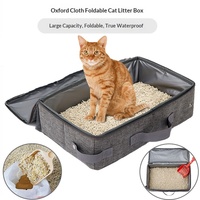 Litière pour chat pliable et portable avec doublure en PEVA anti-fuite, tissu cationique 300D, pour les voyages et l'utilisation en extérieur comme transporteur pour animaux de compagnie