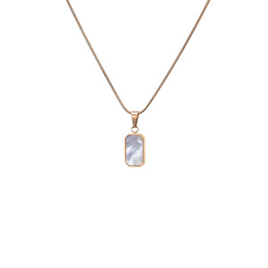 Gold PVD Stainless Steel Necklace | Black & White Double-Sided Natural Rectangular Pendant | Waterproof & Hypoallergenic - Product Image 5