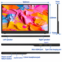 Moniteur portable OEM 15,6 pouces 1080P IPS LCD HDR plein écran / Interface Type-C, support pliable réglable, étui, haut-parleur intégré