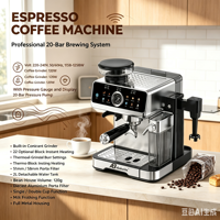 Machine à café expresso professionnelle ANBOLIFE OEM&ODM Beam to Cup, contrôle numérique, brassage silencieux, café à domicile avec manomètre