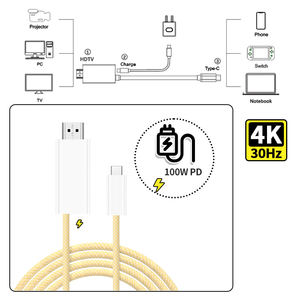 Câble 4K USB C pour <span class=keywords><strong>HDMI</strong></span> Compatible avec Thunderbolt 3/4 pour <span class=keywords><strong>iPad</strong></span> pour iPhone 15 pour MacBook Pro/AirGalaxy Series Dell HP - Product Image 2
