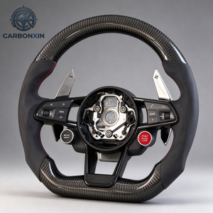 Volant de voiture personnalisé en cuir et fibre de carbone pour Audi A3 A4 A6 Q5 B9 A5 SQ5 Q7 Q8 C8 A7 RS6 C8 RS7 RSQ8 RSQ3 R S Line RS - Product Image 2