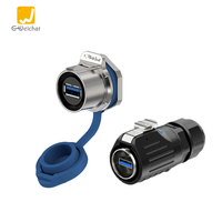 Conector USB Macho-Hembra E-Weichat LP24 USB3.0 IP67 Resistente al Agua con Función de Carga y Transferencia de Datos, Negro