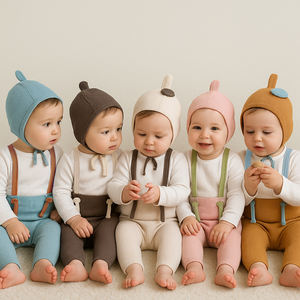 Conjunto de Ropa de Bebé de Manga Larga de Algodón Acanalado para Otoño, Conjunto de Ropa para Recién Nacido, Niño o Niña, 3 Piezas con Gorro - Product Image 1