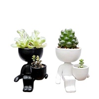 Petits pots à succulentes créatifs en céramique en forme humaine, en porcelaine émaillée pour la décoration de jardin, de bureau et de maison
