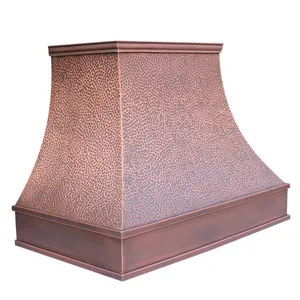 custom chimney hood shell Customized Handcraft Traditional Wall Mount Antique Copper Range Hood For Kitchen decoration