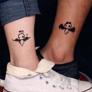 Pequeño diablo lindo Luffy Anime dibujos animados flor temporal tatuaje pegatina impermeable negro mano Tato - Product Image 1