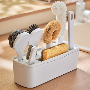 Dropshipping Shopify Kitchen Dishwashing Pot <b>Brush</b> <b>Set</b> With Handle Cleaning Tool Steel <b>Wire</b> Scrubber Storage Organizer - Product Image 3