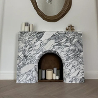 Cheminée en marbre blanc Arabescato de style français moderne, avec gravure artistique personnalisable, pour salle de bain et cuisine