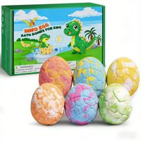 OEM ODM Bombas de Baño Efervescentes con Forma de Huevo de Dinosaurio, Set de Regalo de 6 Piezas, 1000g, Naturales, Hechas a Mano, Caja de Regalo Colorida para Niños, Marca Privada