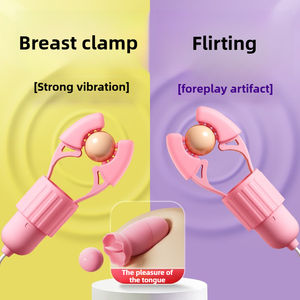 Juguete sexual vibrador para mujer con abrazadera para pezones, masaje de senos, labios, clítoris, Clip, estimulación, masajeador vibrador para lamer la lengua - Product Image 5
