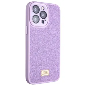 Star Diamond Solid Color Phone Case for IPhone 15 Pro Max Cover with Microfiber Customized logo Acrylic Diamond Material