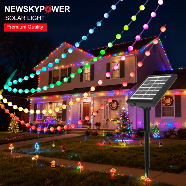 RGB Fairy String Lights Solar Powered Outdoor Garden Patio Party Home Decoration Remote Control LED Lighting 20M