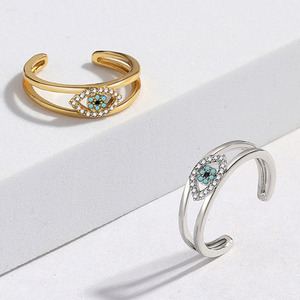 RM1511 Dainty Tiny Mini Mimaliste 18k Plaqué Or CZ Diamant Zircon Bleu Turc <span class=keywords><strong>Grec</strong></span> Evil Eyes Bonne Chance Anneaux De Protection - Product Image 6