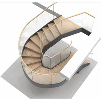 Escalier hélicoïdal intérieur au design élégant et courbé avec rampe en bois pour maison de luxe/duplex/annexe