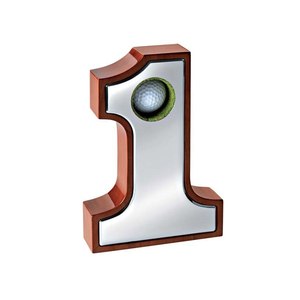 Portapalline da golf Number One, altezza 205 mm, design in legno e metallo per esposizione - Product Image 1
