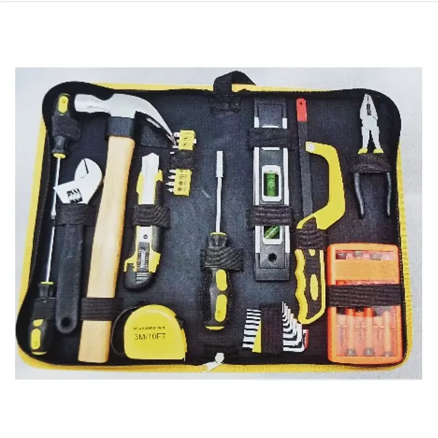 Set di utensili manuali per uso domestico ad alta resistenza da 34 pezzi Kit di manutenzione Hardware per falegnami per elettricisti include chiavi