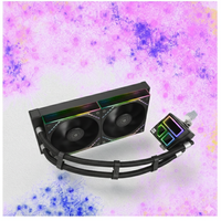 Refroidisseur de processeur liquide AIO 240 mm, double ventilateurs ARGB PWM 120 mm, bloc d'eau en cuivre et aluminium à effet miroir infini, performance silencieuse pour boîtier d'ordinateur