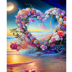 Peinture par numéros <span class=keywords><strong>coeur</strong></span> fleurs bord de mer artisanat mur Art photo <span class=keywords><strong>dessin</strong></span> peinture Kit bricolage ensemble pour décors à la maison 40x50 - Product Image 1